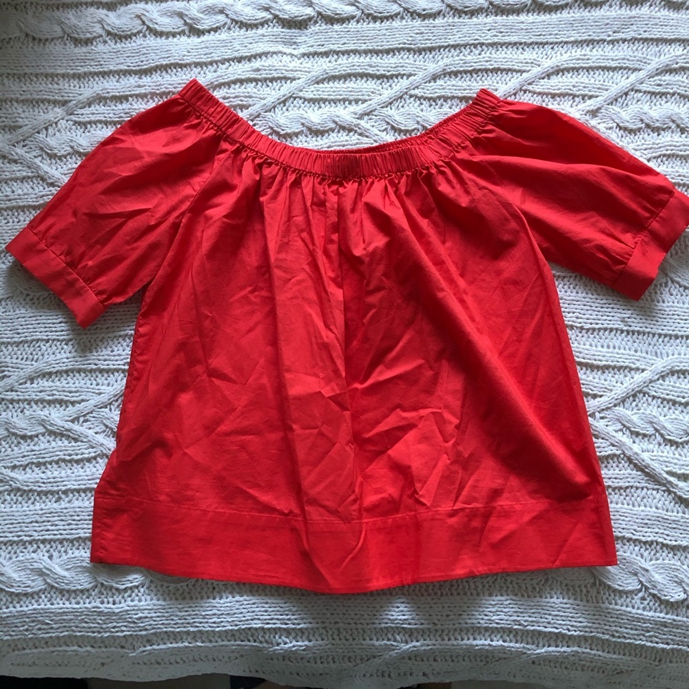 Kate Spade coral red off-the-shoulder top